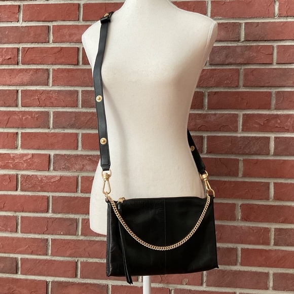 All Saints Eve Black Leather Crossbody Shoulder Bag NWOT - Picture 2 of 16